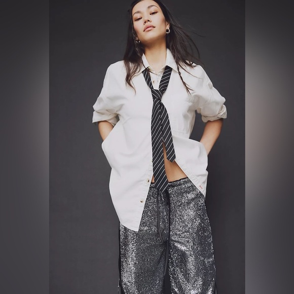 Free People x We the Free Oversized Freddie Shirt in Optic White - Size S - Picture 6 of 6